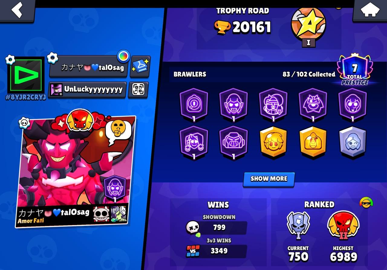 ❤️🔥ACCOUNT FOR THE BASIS❤️🔥, trophies 20161, brawlers 83, primes 7