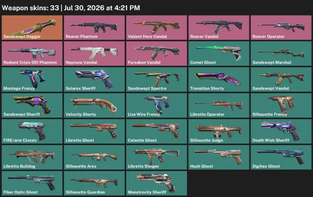 🟦EU🟦⟨REAPER VANDAL, PHANTOM, OPERATOR, Vandal “Brave Hero”, KNIFE, Vandal “Forgotten”⟩, Sale, Ranked unlocked, Agents: 20, Skins: 33