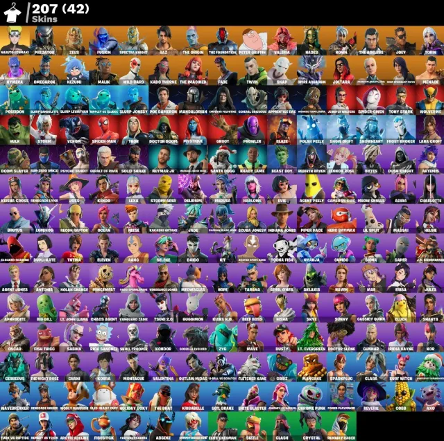 👕 207 skór 🎮 3373 Poziom 💰 450 V-bucks 💰 Renegade Raider | Naruto Uzumaki | Predator | Zeus |, Sprzedaż, skór 207