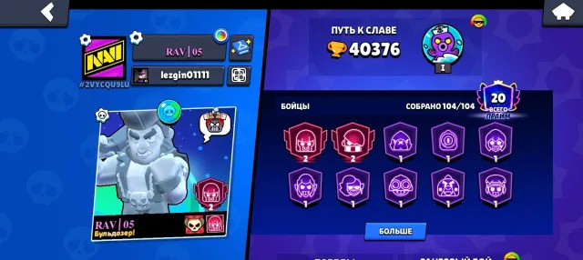 👑Top Account in Brave👑, trophies 40400, brawlers 104, primes 20