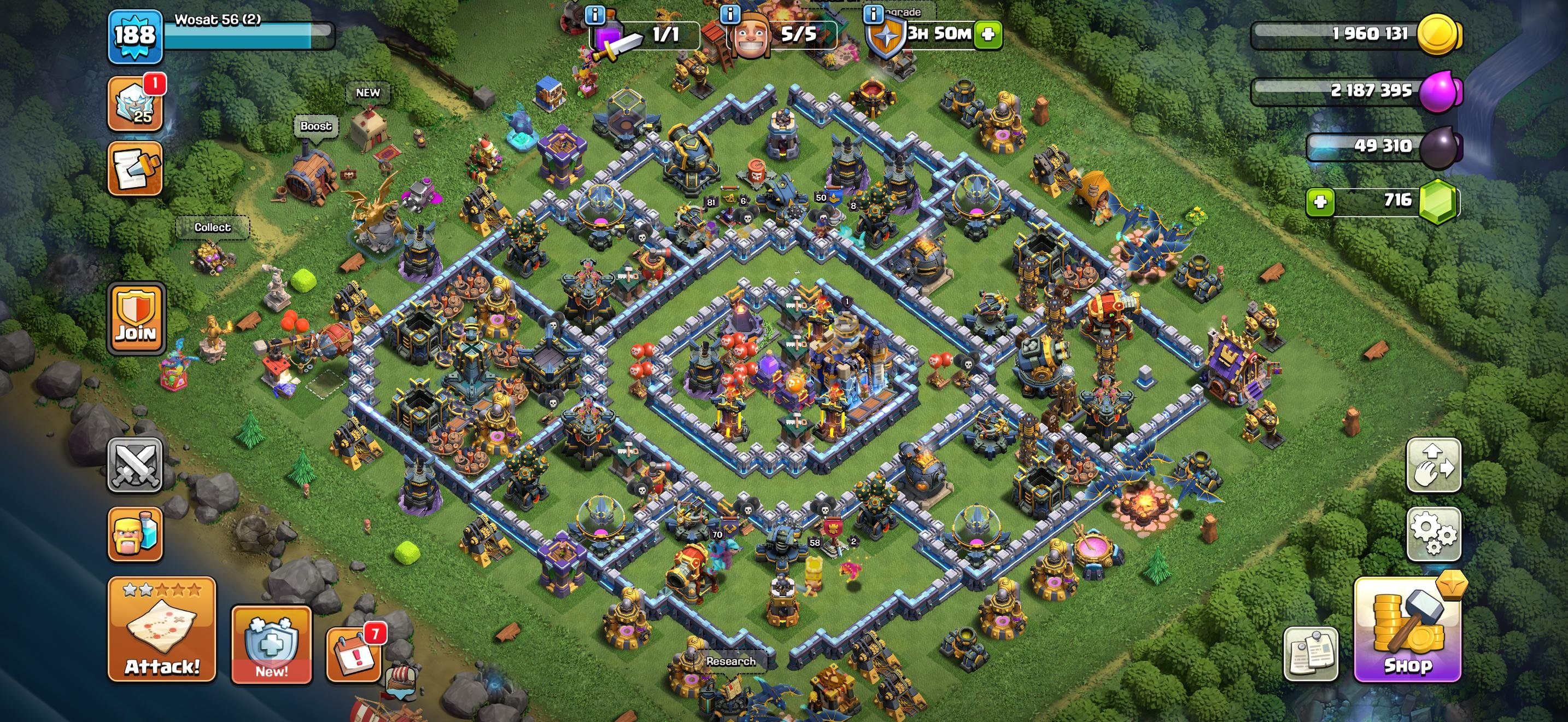 TH 18 High Lvl Troops & Defense ▣ 2× Epic Lvl 27 ▣ 10× Epic High Lvl ▣ 58-81-70-51-50, 18 TH Main Village
