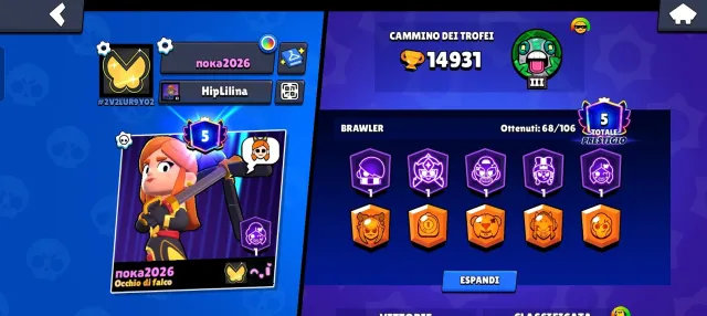Account for sale, 14931 trophies, 68 brawlers, 5 primes