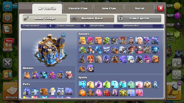 18 TH🏰4838 GEMS💎5 EPIC ITEMS🩸5 BUILDERS💯FREE NAME CHANGE🔥111 LVL🚀HEROES 23-27-6-12-6🛡️, 18 TH Home Village, 10 TH Builder