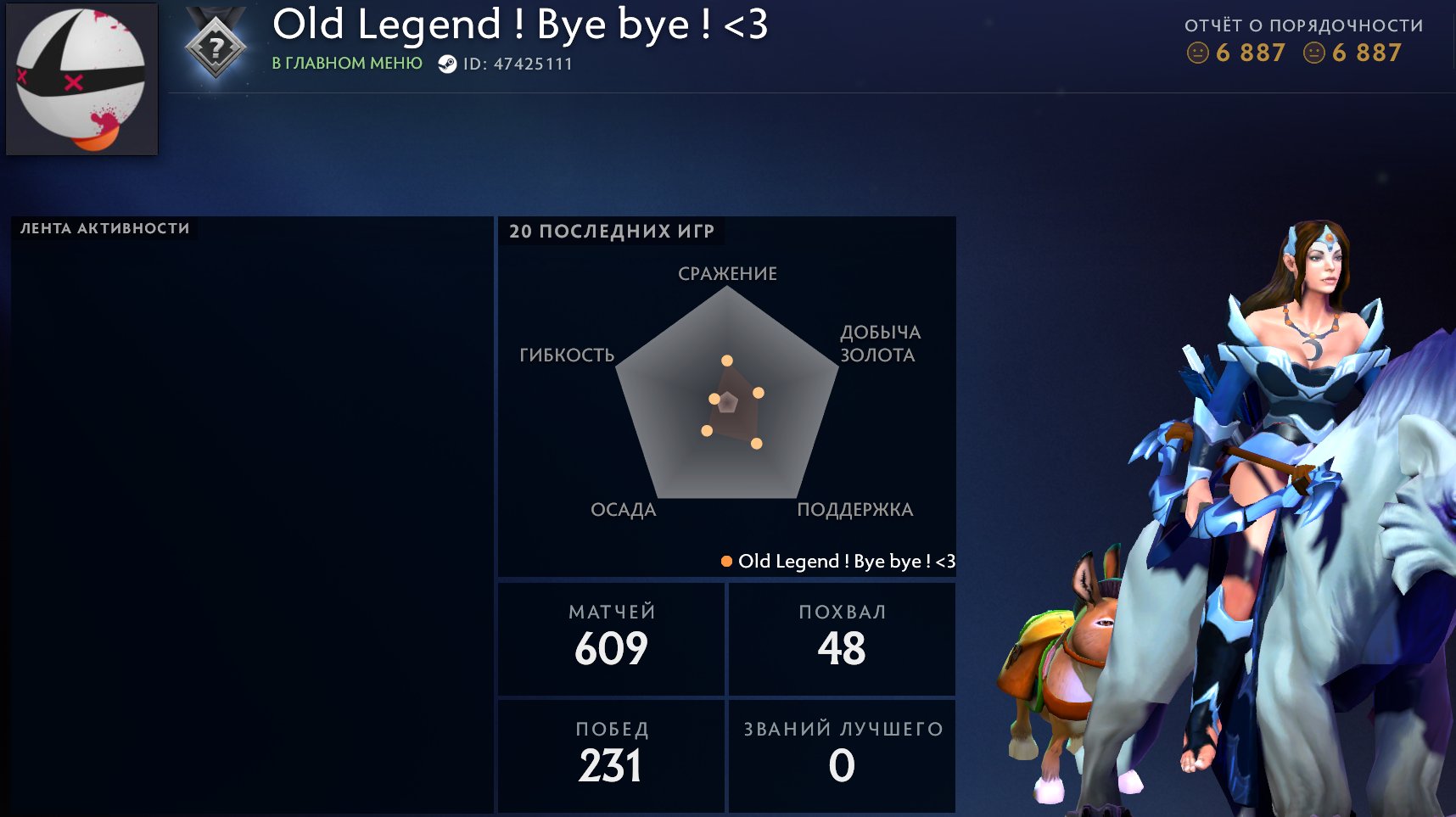 🔥 Email | Full access | Warranty ♻️, Sale, 1608 MMR, 6887 Behavior score, 6887 вежливости, 609 games