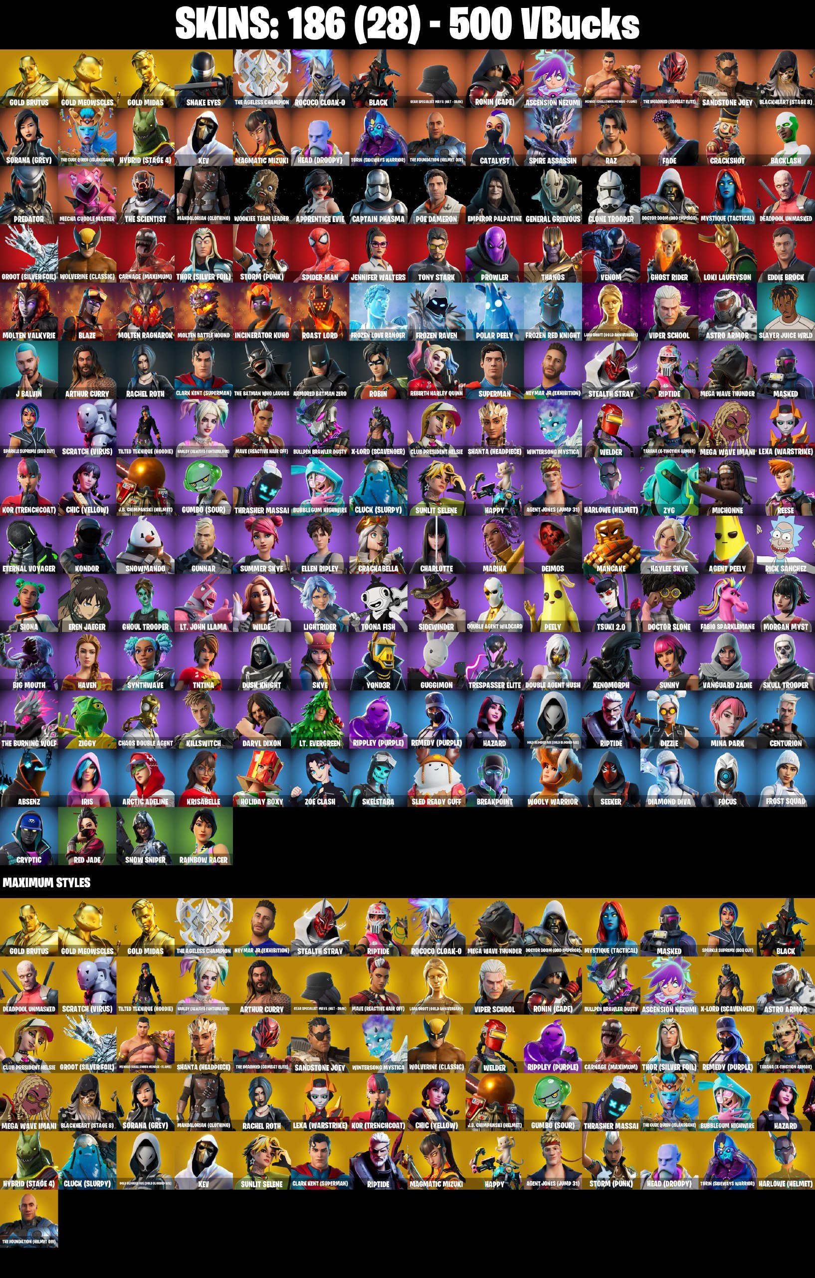 [PC/NS/PSN] 209 SKINS | TNTina | Meowscles | Midas | Go Mufasa | Out West | Hot Headed, Sale, skins 209