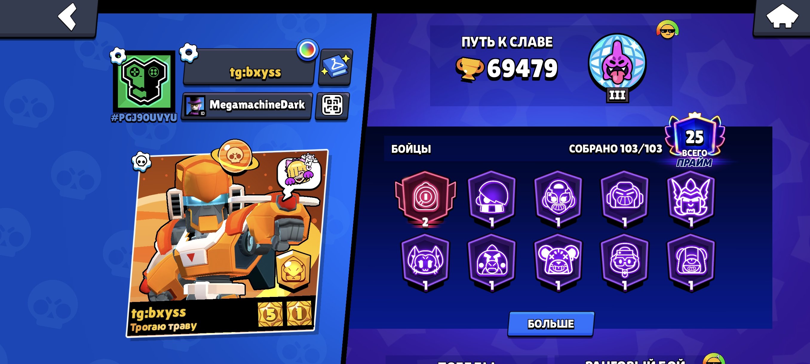 Selll account black russia privazok nety yterani, trophies 69000, brawlers 103, primes 25