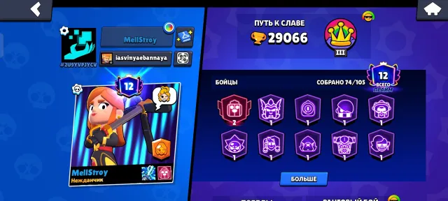 Good account with 12 primes, 29k trophies with full email access from the account, 29000 trophies, 74 brawlers, 12 primes
