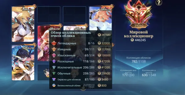 🔥Мегаколлекціонер I🔥8 легендарок,14 коллектор,Дукати,Наруто,11.11,Аспіранти,Сосуди,Коф, і др топ🔥, Продаж, Ранг: Міфічний Безсмертний, Рівень: 111, Відсоток перемог: 50%, Герої: 133, Образи: 782