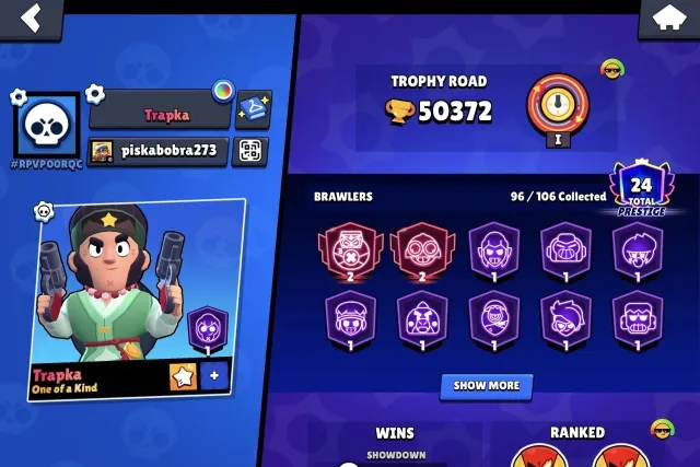 Legendary League///Jade Colt/2bp+/First Mail, 50400 trophies, 96 brawlers, 24 primes