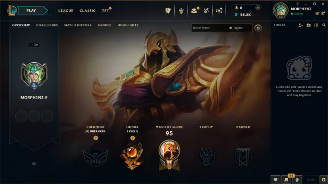 30 lvl leveled manually, Sale, level 30, champions 25, skins 46, No rank