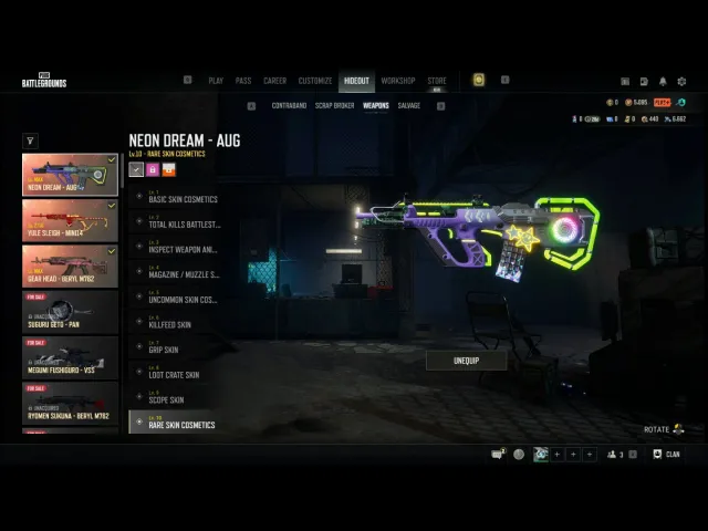 Progressive BERYL GEAR HEAD LVL10 AUG NEON DREAM LVL10 MINI14 YULE SLEIGH LVL2, Есть BATTLEGROUNDS Plus