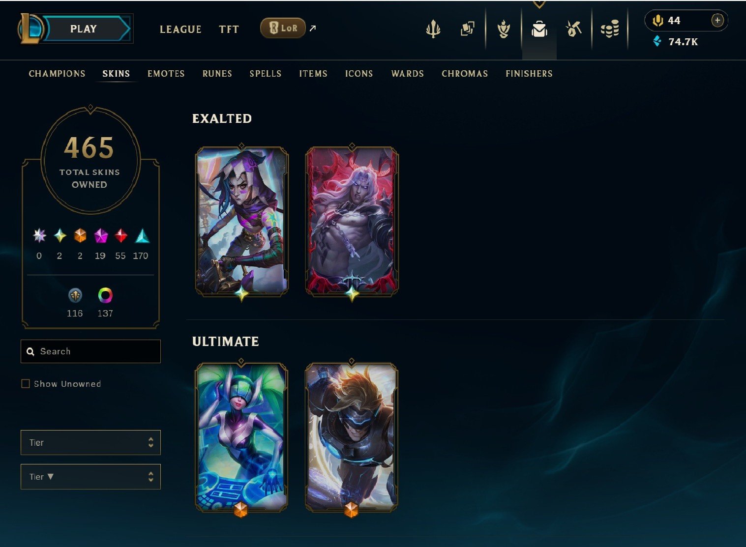 Selling a personal account. Created in 2012. Please make an offer., Sale, level 747, champions 172, skins 484, Platinum