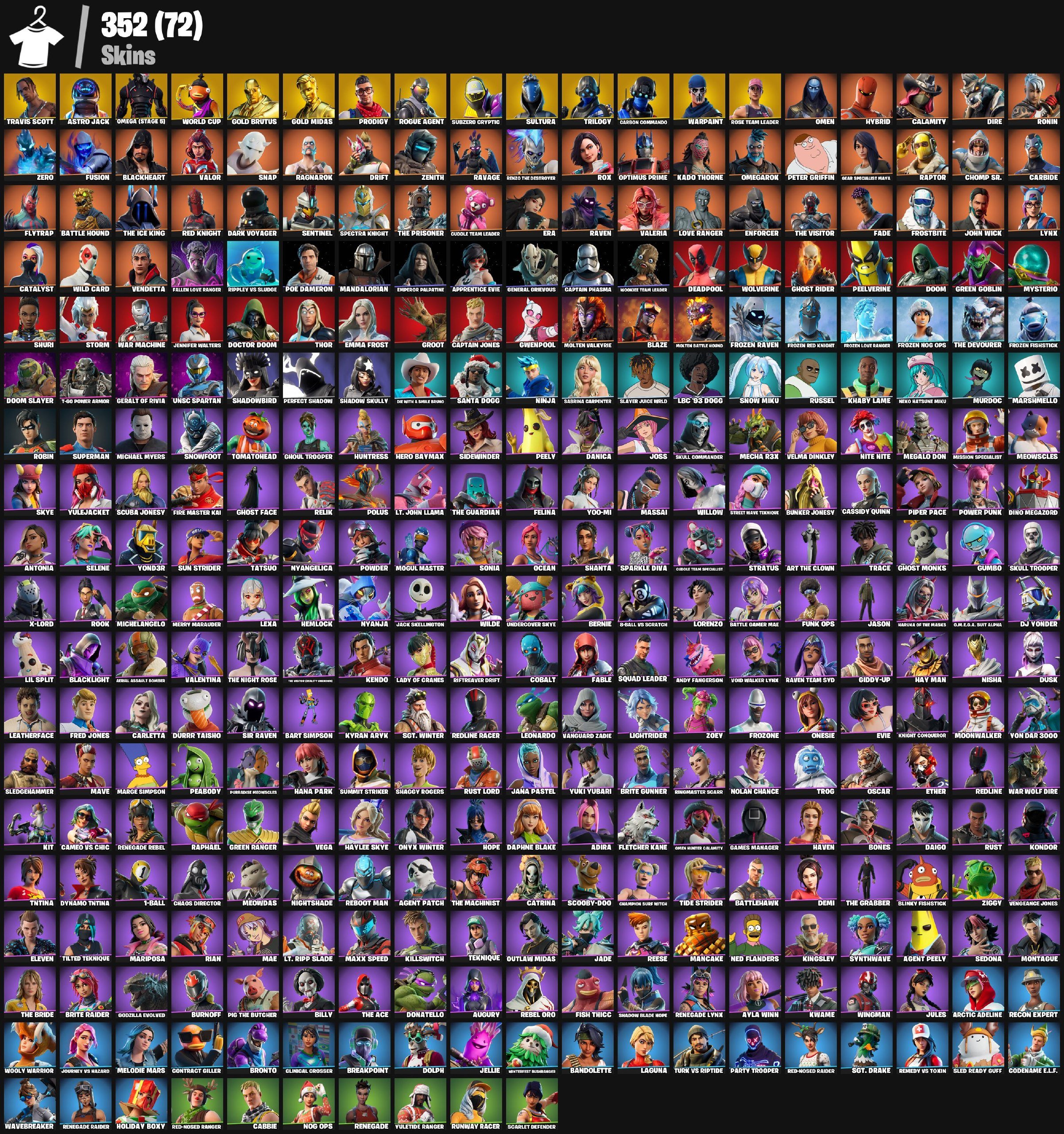 💎352 Skins 💎Travis Scott 💎 Renegade Raider 💎 Take The L 💎 1400VB 💎Full Access💎, Sale, skins 352