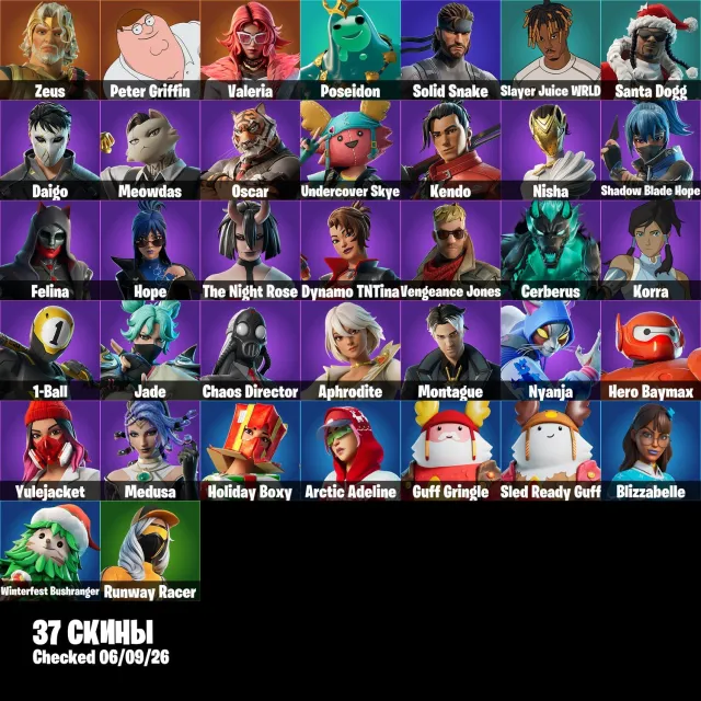 🌊👤Аккаунт 37 Скинов👤💦👾Slayer Juice WRLD👾💪Santa Dogg💪🌀Korra🌀👤Valeria👤📧Смена почты📧, Продажа, скины 37