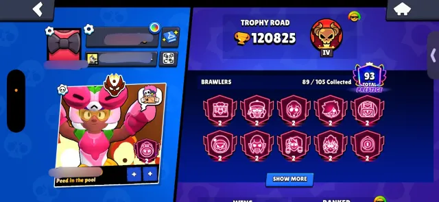 120k, master, 10+prestige, 93 total prestige, 120000 кубков, 105 бравлеров