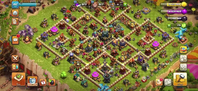 🏠17TH 1%(16 maxx)🏠 💯LVL 197💯 💎178 GEMS💎 👑HEROES 86/86/60/60/37/10👑 🧙♂️6 HEROES SKINS + 4Design🧙♂️, 17 TH Main Village