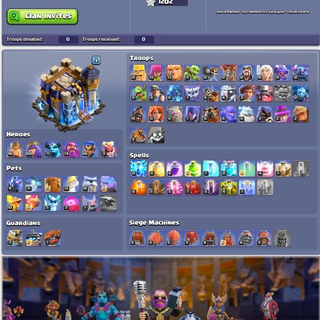 ✪ TH 18 Max ✪ 98-100-71-74-48 ✪ 234 XP ✪ 10x Epic High Level ✪ All Troops High Level ✪ NC Yes, 18 TH Main Village, 10 TH Builder