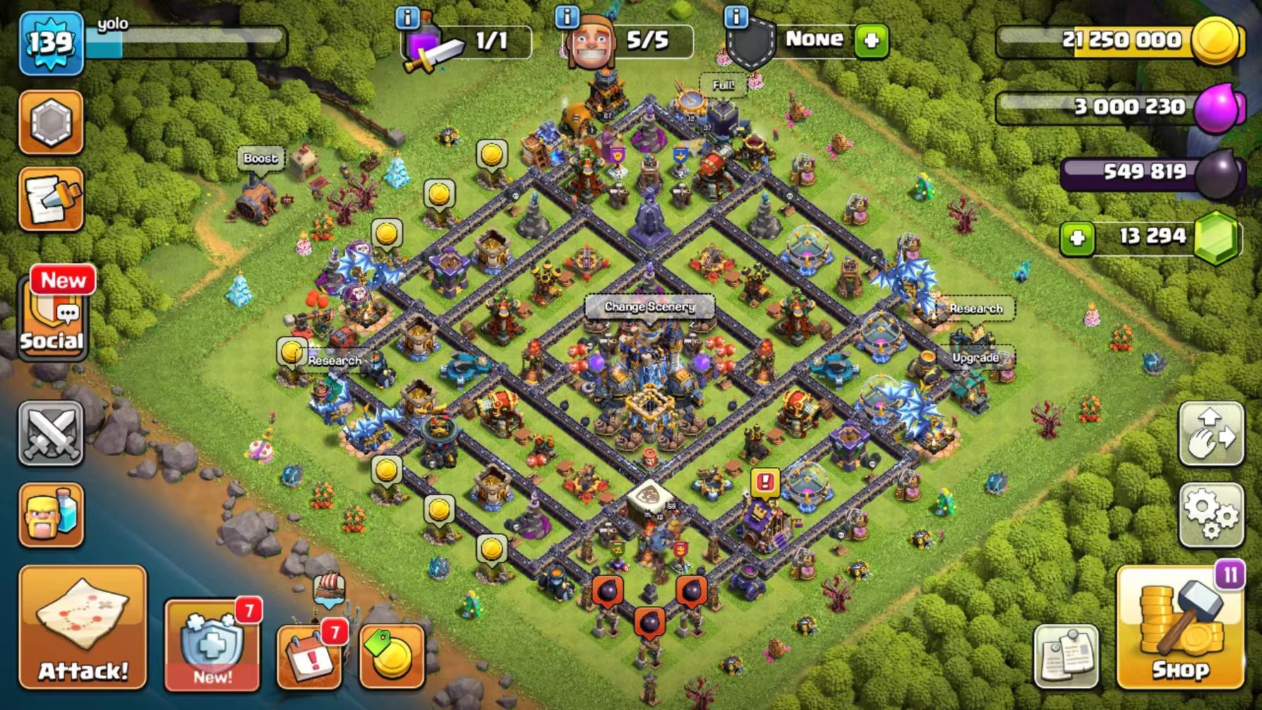 TH18,BH6+,max level 19walls,5Builders,12K+ Gems,Army camp capacity 300+,Combined 5Heros level 200+, 18 TH Main Village, 5 TH Builder