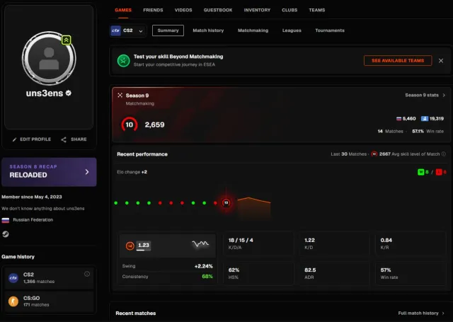 🔴CS2 PRIME🔴 FACEIT 10 LVL💙 ПРОЙДЕНА ВЕРИФИКАЦИЯ💙2659 ELO НА ДАННЫЙ МОМЕНТ💙 1518 MATCHES💙РОДНАЯ ПОЧТА, Продажа, Инвентарь пуст, Есть PRIME, FACEIT, 2659 ELO, Зарегистрирован: Да