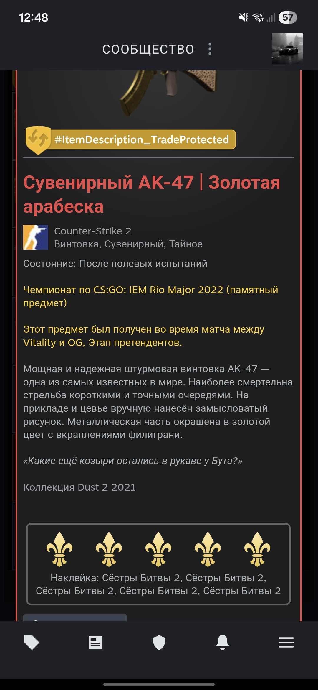 Cs Prime GOLD ARABESCA 10 LVL Faceit, Sale, Available, Yes PRIME, 12000 CS Rating, FACEIT, 2582 ELO, With registration: Yes