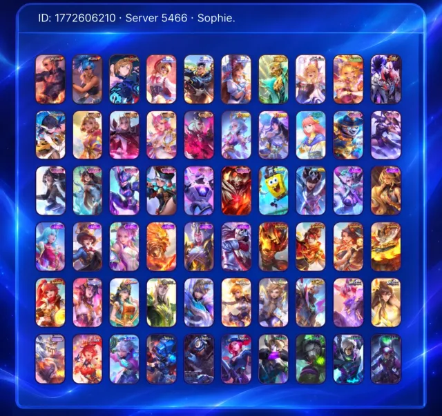 🔥Guru-1 Mid/Support🔥Selena-Aspic🔥Florin+Angela+Cecillion-Collector🔥Gossen-Coffee🔥Melissa-JJK🔥, Sale, Rank: Mythical Immortal, Level: 59, Win Rate: 54%, Heroes: 128, Skins: 390