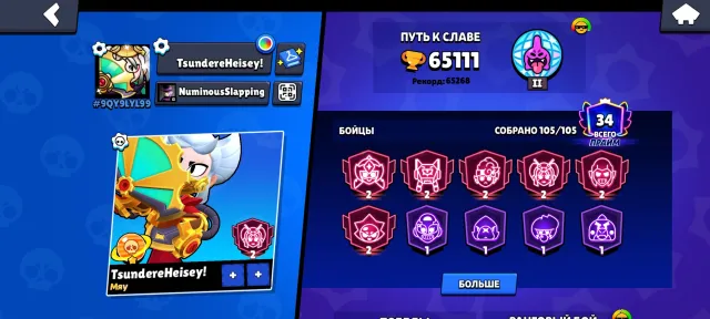 💥LOTS OF BRAWLERS 11 POWERS, LOTS OF SKINS💥💚COMPLETE RECONNECTION💚🌺FOLLOW THE FULL REVIEW IN THE DM🌺, trophies 65111, brawlers 105, primes 34
