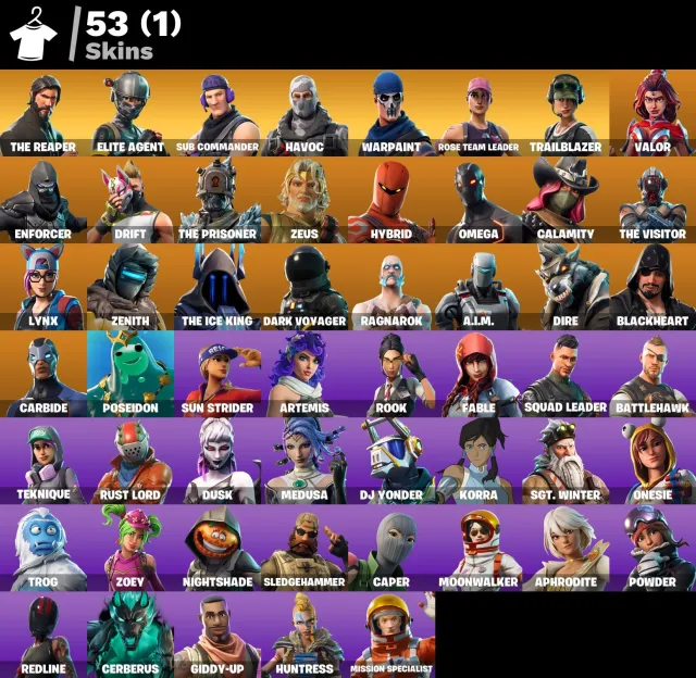 👕 53 Skins 🎮 610 Level 💰 300 V-Bucks 💰 OG STW | The Reaper | Elite Agent | Sub Commander, Verkauf, Skins 53