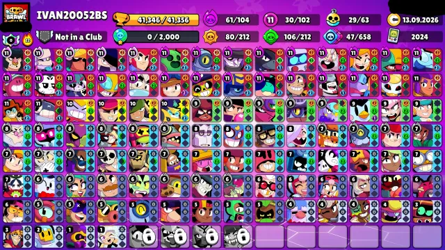 🏆41000🏆⚔️30x11 POWER⚔️⭐29 BUFFY⭐🩸DRIFT EDGAR🩸⚡V8-BIT⚡👺FACLESS KENZI👺✨ASTRO BULL✨, 41346 trophies, 102 brawlers, 14 primes