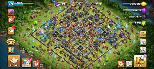 Townhall 18🔥9940 Gem💎Queen 107🎃King 94👑Full Levelup, 18 TH Родной Деревни, 10 TH Строителя