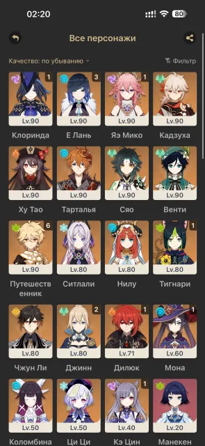 42LEG⭐️ElanC3+Sign⭐️Nilou+Sign⭐️ClorindaC1+YaeMikoC1⭐️Xiao+Sign⭐️Tartaglia+Amos⭐️Hu Tao+OsY3⭐️, Any platform, Email linked, Iter, Levelled, AR 58