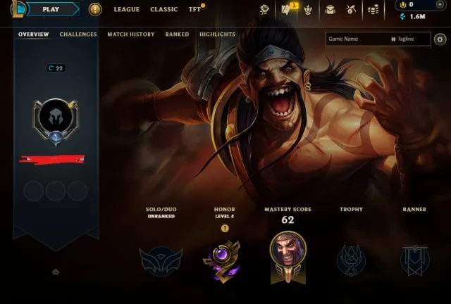 1800 skins unranked lvl 22 full champions