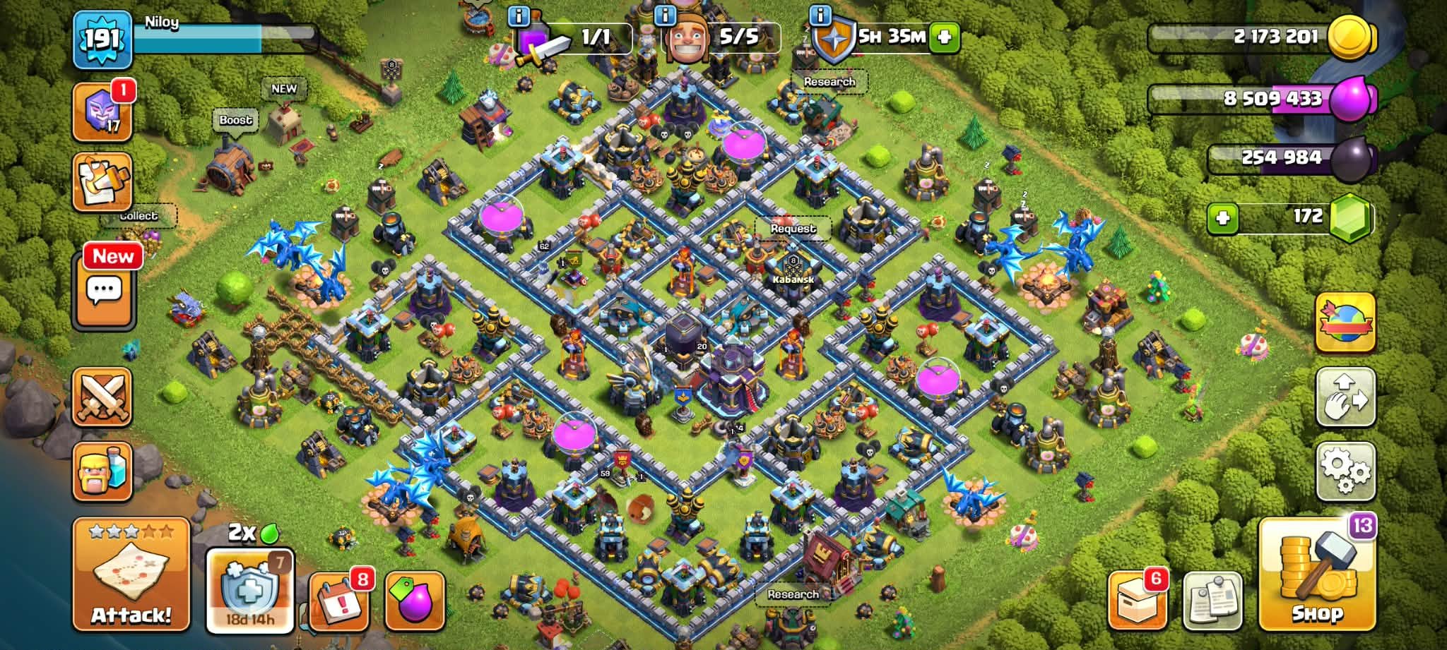 TH 15 Max~Heros-60/62/45/20~8× Hero Skin~Full Magic Item~All Equipment~Connect To Buyer Mail, 15 TH Main Village, 7 TH Builder