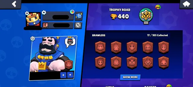 💙Blue King Frank 💙 No negative gems 💙 Empty account 💙, trophies 440, brawlers 18