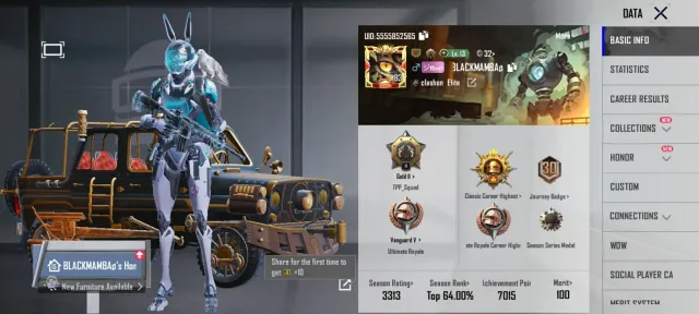 Level 83✅ season 8✅ Glacier level 2 ✅Ultimate set✅Sprit Kitty companion✅3 times conqueror, Продажа, 83 уровень, Ранг: Платина, 30+ мифик скинов, 20+ прокачиваемых оружий, Нет килл чатов, Нет спорт каров