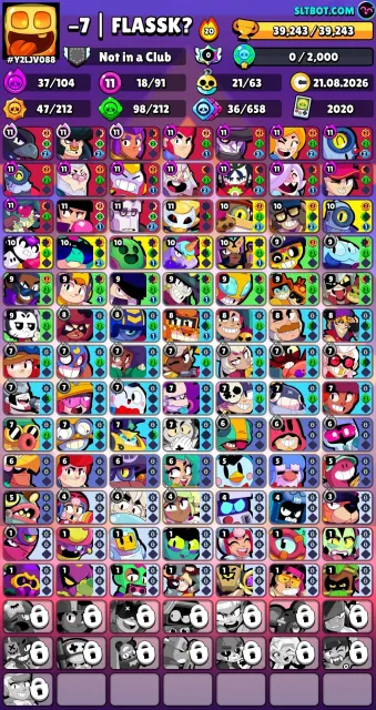 😳😈 FAT ACCOUNT! 39K CUPS! 24 PRIMES! LEGENDARY SKINS! 😈😳, 39243 cups, 91 brawlers, 24 primes
