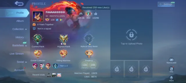 🔥 Excellent epic skins 🔥 High-level account 🔥 Old account 🔥, Sale, Rank: Mythical Glory, Level: 139, Win rate: 49%, Heroes: 133, Skins: 246