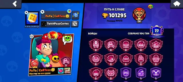 Selling a 102K trophies account, trophies 102000, brawlers 104, primes 78