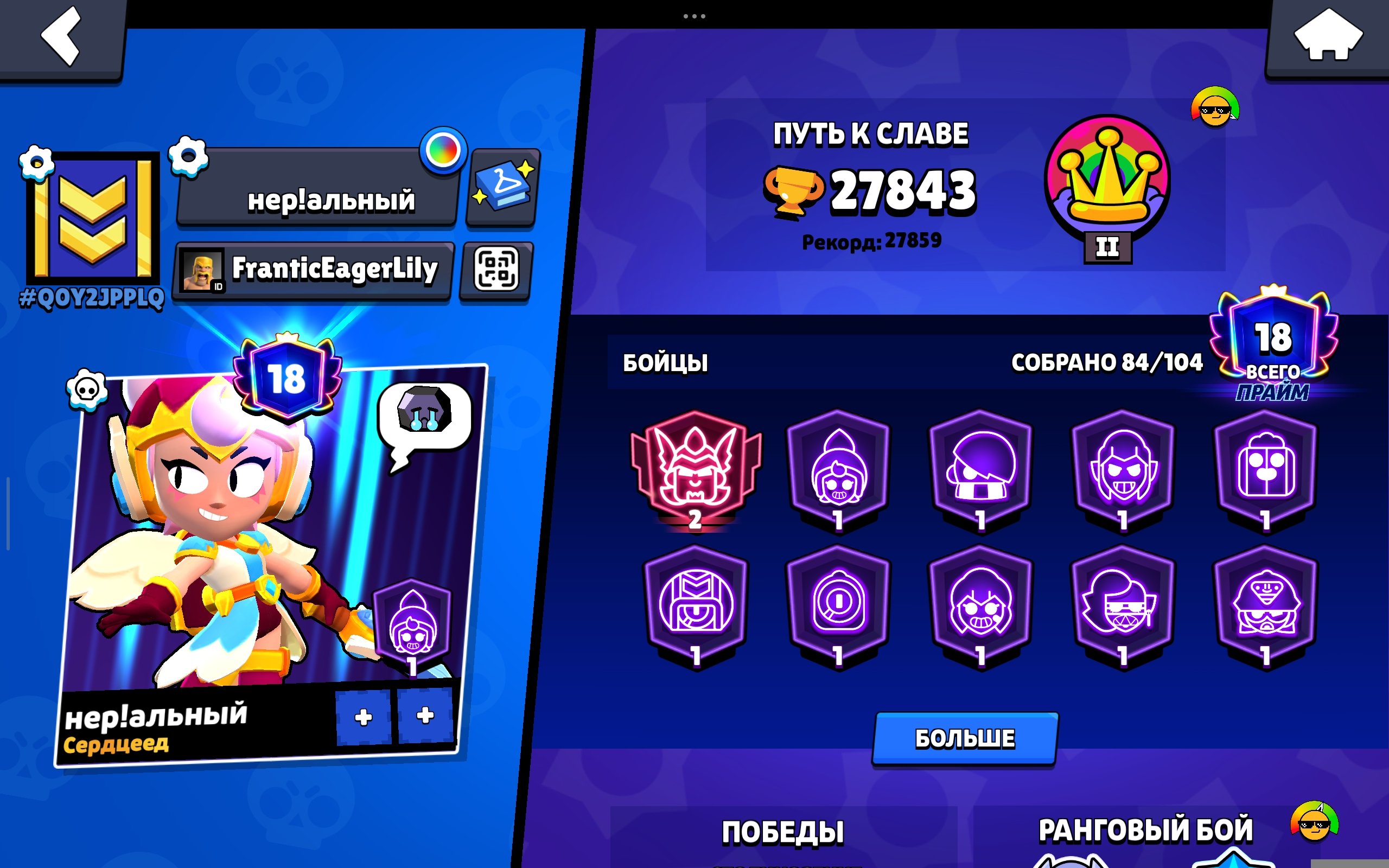 the 2022 account very profitable, trophies 27843, brawlers 81, primes 18