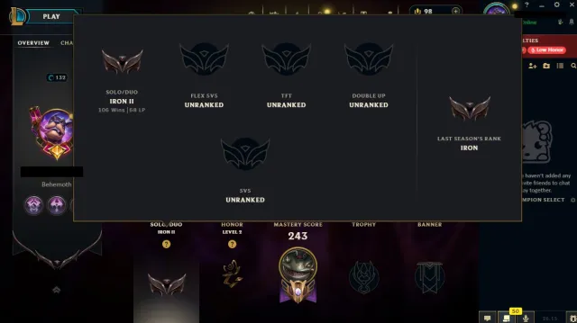 ❤️EMPYREAN VARUS❤️IRON MMR❤️IRON 2❤️136312 BE 98 RP❤️, Sale, level 132, champions 103, skins 73, Iron