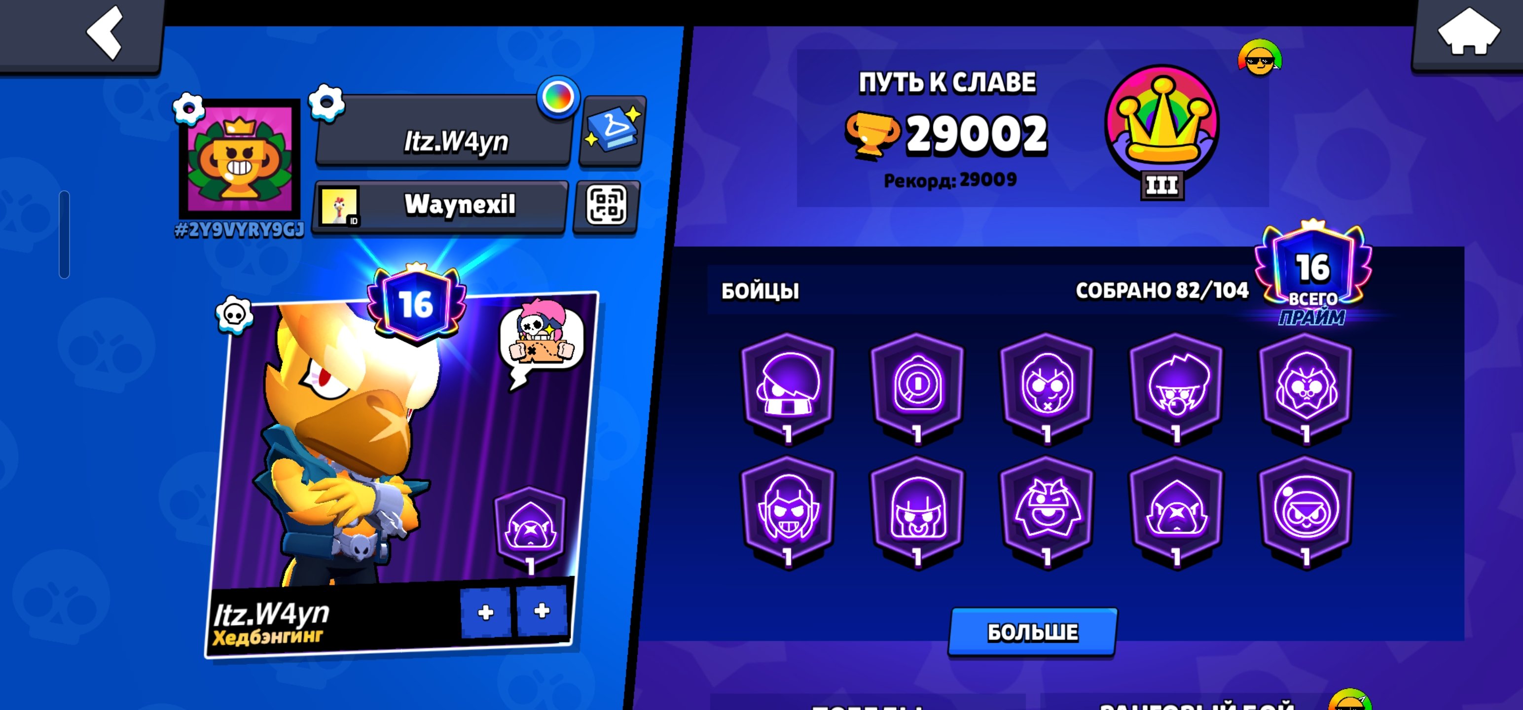 Fat account 2024 good pumping a lot, trophies 29002, brawlers 82, primes 16