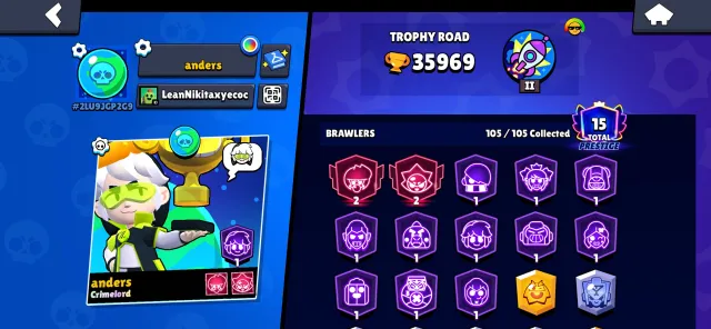 🐷🦊Best account Brawl stars 2024 🐷🦊, trophies 35969, brawlers 105, primes 15