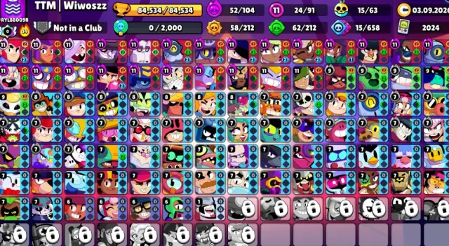 🔥84К🌟91/106🏆24 11 СИЛ👑86 ПЕРСОВ 7+ СИЛЫ☠️56 ПРАЙМ🛹ДЖАНЕТ TRICKY🧟БАЙРОН FRANK🔮10 МИФ СКИН🚀АВТОВЫДАЧ, 84534 кубков, 91 бравлеров, 56 праймов
