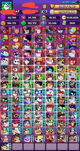 IMBA ACCOUNT WITH 65K CUPS. FULL BRAWLERS, 65500 cups, 106 brawlers, 31 primes
