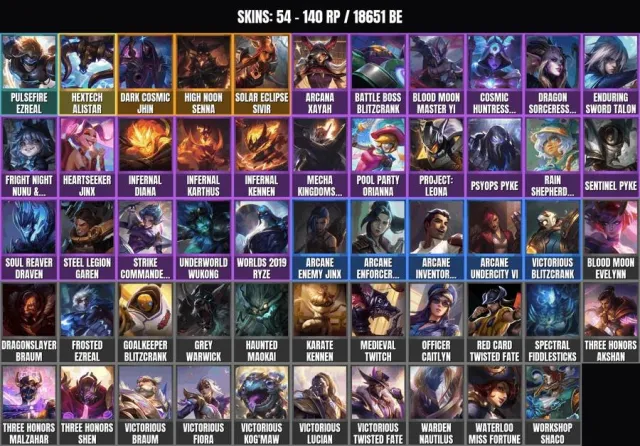 PLATINUM IV💠54 skins💠92 champions 🎯 18.7K BE💠Ezreal Pulsefire💠Hextech Alistar💠Cowboy Senna💠Dark, Sale, level 169, champions 92, skins 54, Platinum