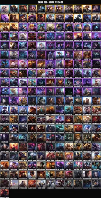 221 skins 🎮 169 champions 💠 5100+ BE💠Karma Dark Star💠Project: Senna💠Red Baron Corki💠Selling, level 269, champions 169, skins 221, No rank