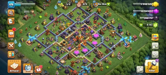🏆 Premium Account TH16 🏆 4143 crystals 🏆 12 equipment units, 16 TH Home Village