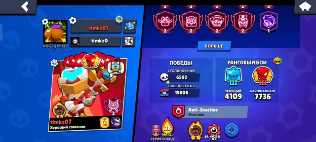 104 fighters 103 hyper 100 Persians for 11, trophies 100000, brawlers 104, primes 74