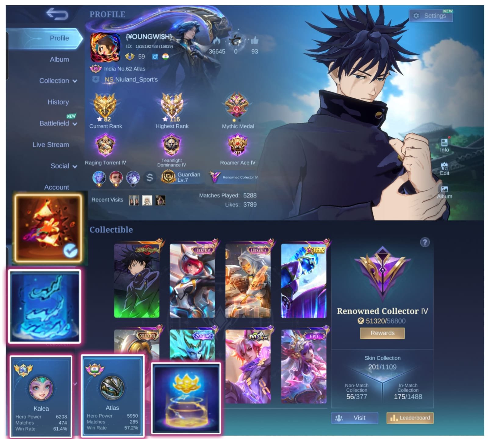 🌹Mythic account with 140 skins/ 90 heroes! 🌹