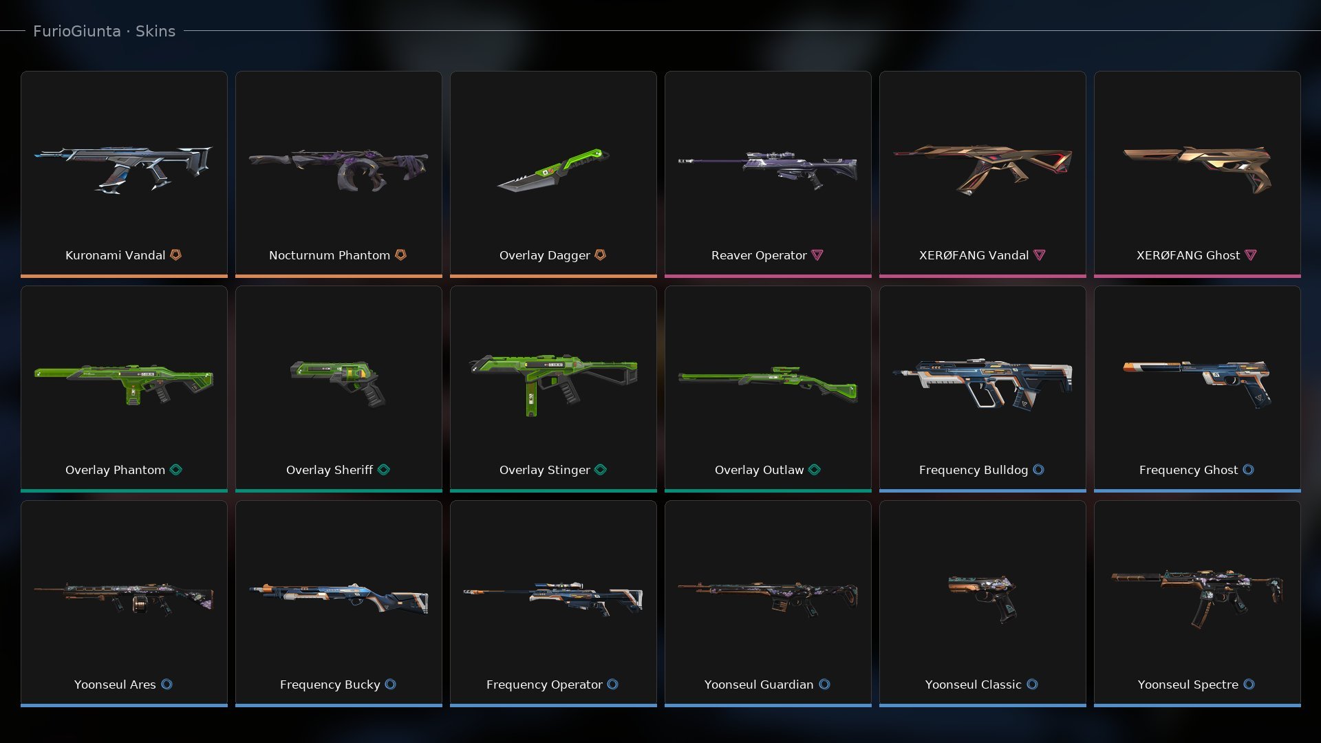 💿 𝟏𝟓𝐊 𝐕𝐏 | 𝟏 Knife | Vandal Kuronami, XERØFANG ― Phantom Nocturnum ― Operator Reaper, Sale, Ranked unlocked, Agents: 8, Skins: 18