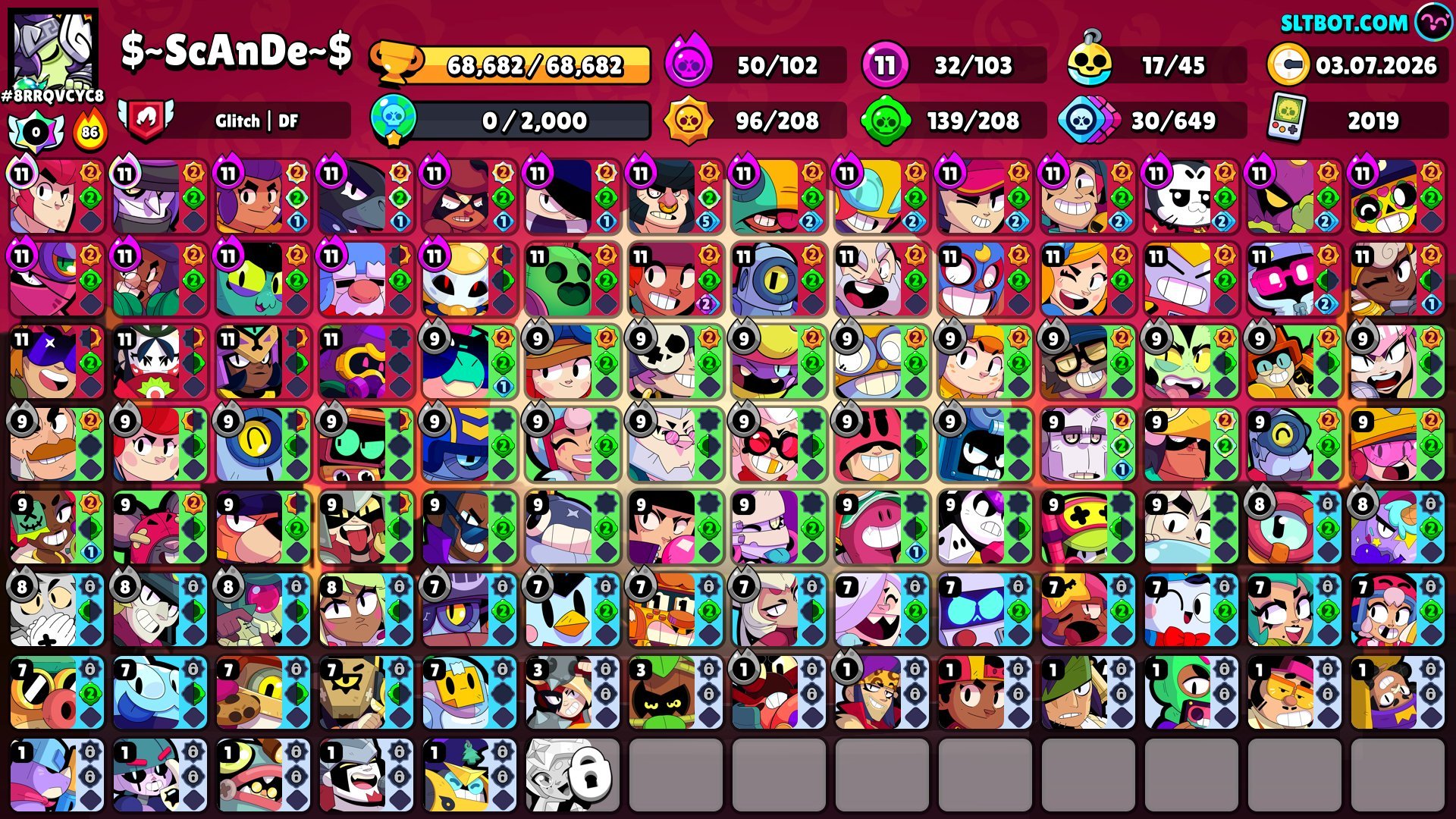 ▂▄▅🔷✨ OLD ACCOUNT ✨🔷 💎 SKINS ~25K 🔄 WARRANTY💸 EX. SKINS 🏆 SECOND PRIME 🔷✨▅▄▂, trophies 68682, brawlers 103, primes 41